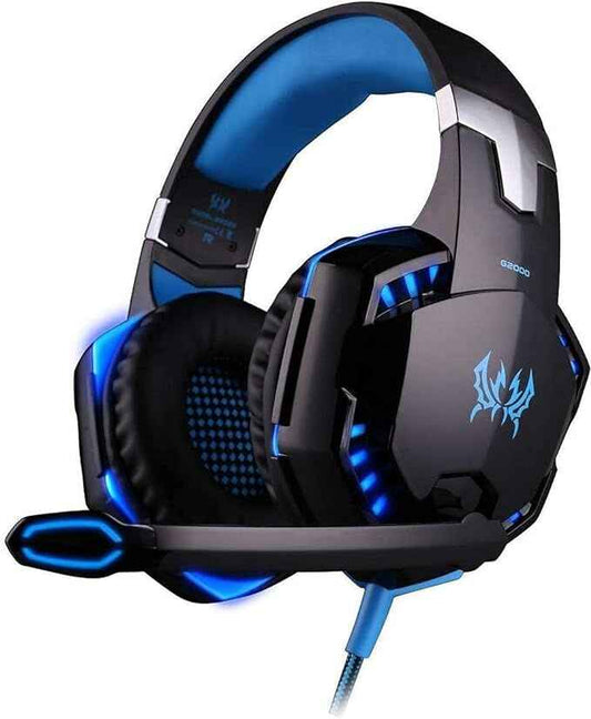 G2000 Gaming Headphone Headset Stereo Bass Over-ear Headband Mic PC Blue
